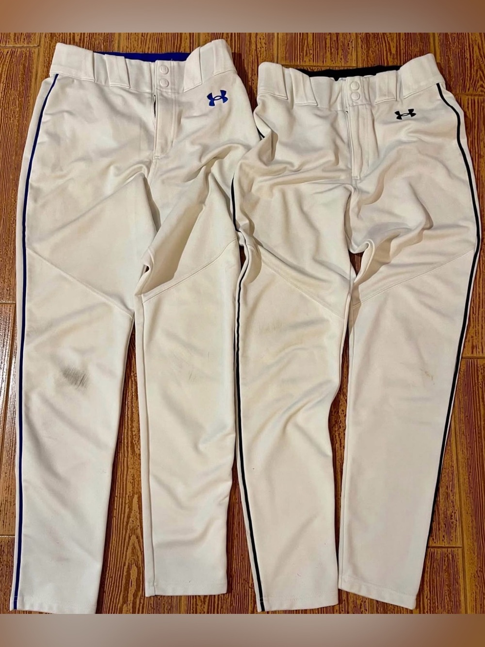 Under Armour White Men’s Small Baseball Pants with Blue and Black Piping